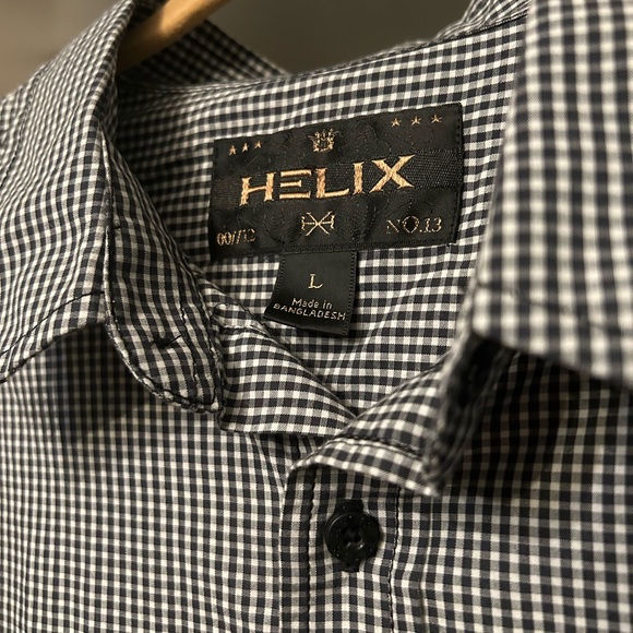 Men’s Helix Black and White Checkered Button Down Shirt - Picture 4 of 4
